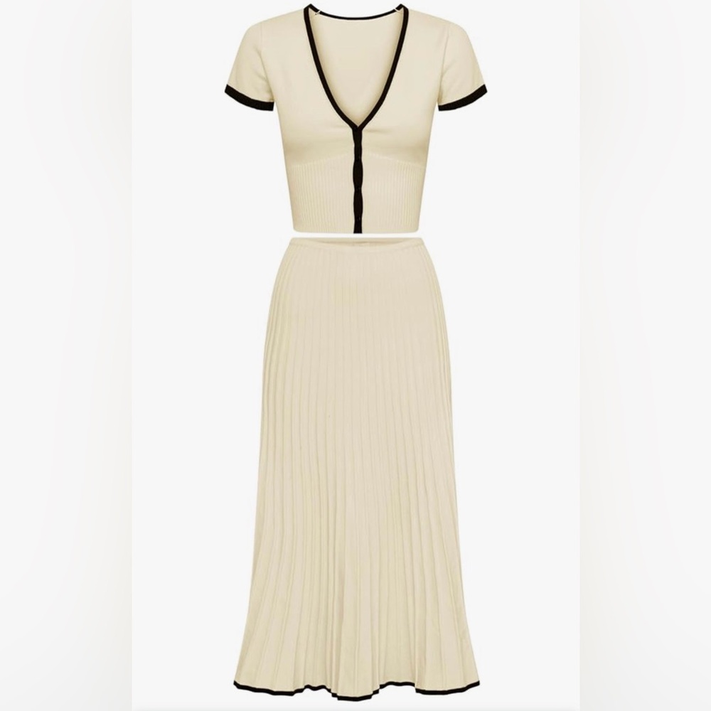 Elegant Cream and Black Two-Piece Set